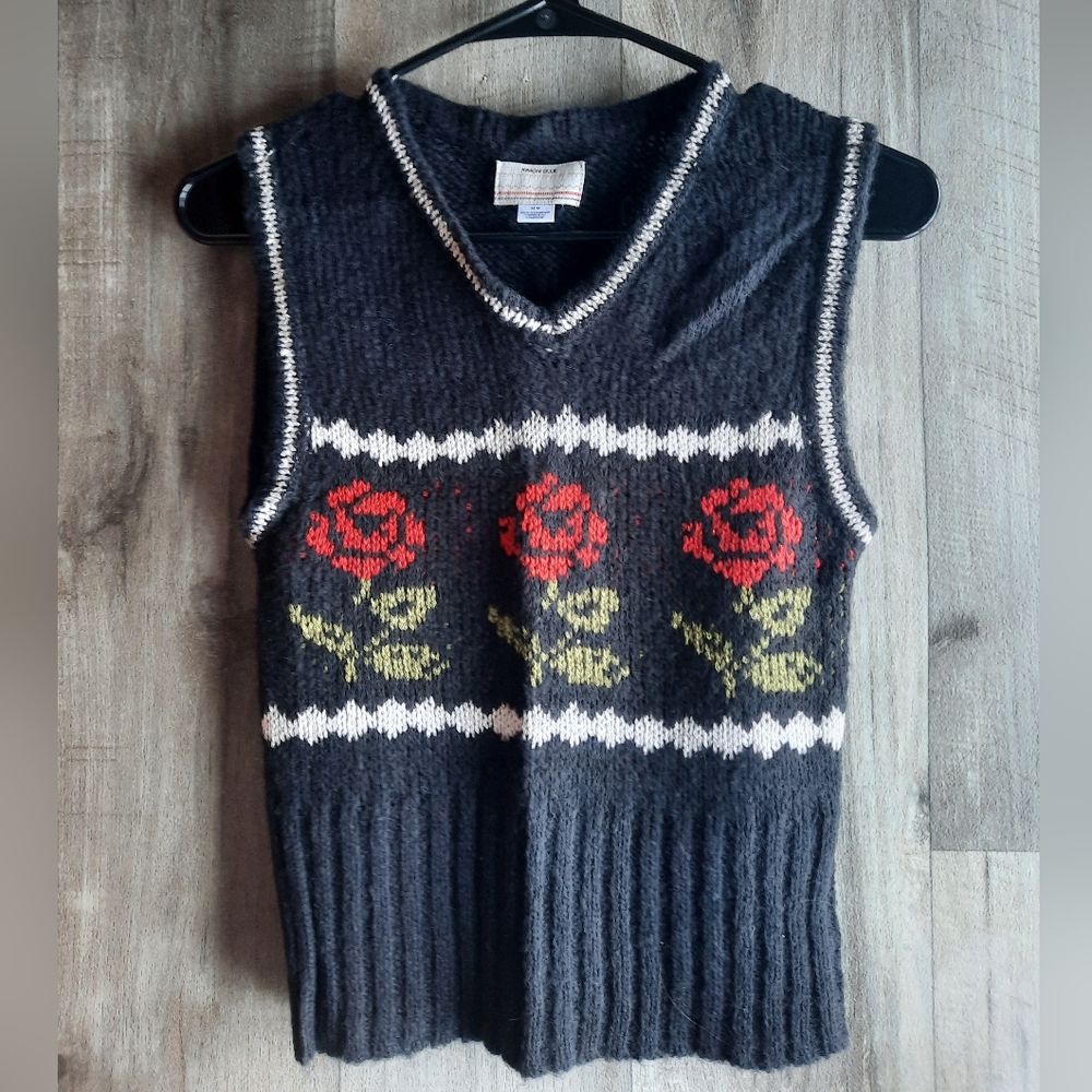 Kimchi Blue Jones Sparkly Printed Sweater Vest Rose Sz M UO